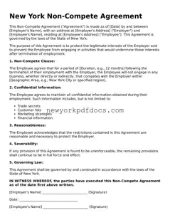 Valid  Non-compete Agreement Document for New York