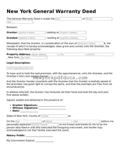 Valid  Deed Document for New York