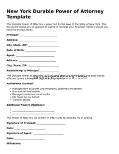 Valid  Durable Power of Attorney Document for New York