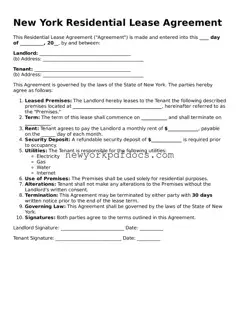 Valid  Residential Lease Agreement Document for New York