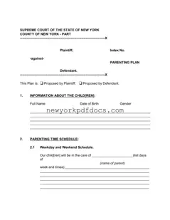 Free New York Parenting Plan Form