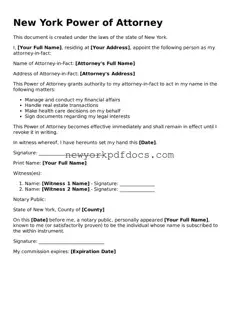 Valid  Power of Attorney Document for New York