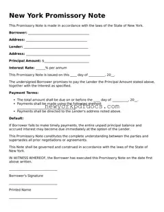Valid  Promissory Note Document for New York