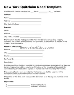 Valid  Quitclaim Deed Document for New York