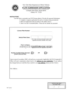 Free Ny Plate Surrender Application Form