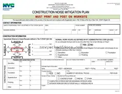Free Nyc Dep Noise Mitigation Plan Form