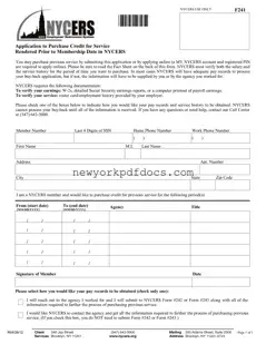 Free Nycers F241 Form