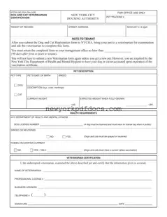 Free Nycha 040 505A Form